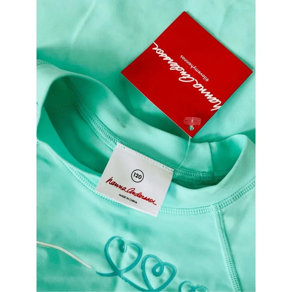 NEW Hanna Andersson Kids Short Sleeve Swim Shirt Rash Guard Size 6/7 (120)